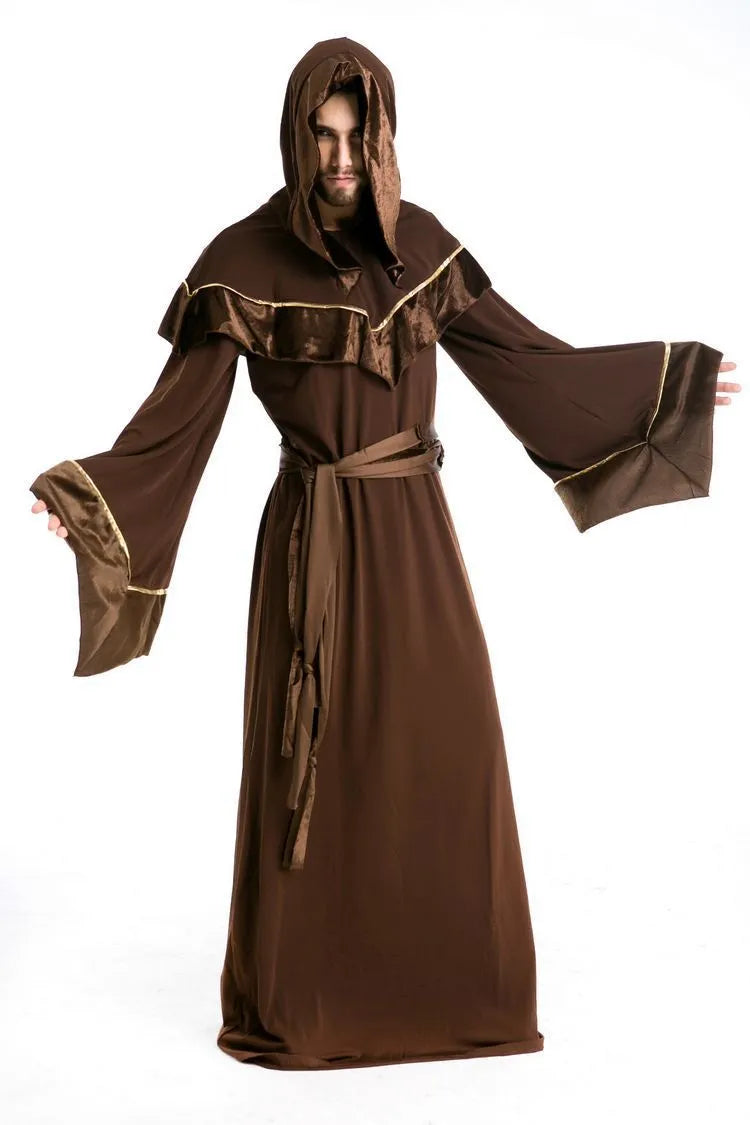 Adult Halloween wizard costume made of cotton, long robe in picture colour