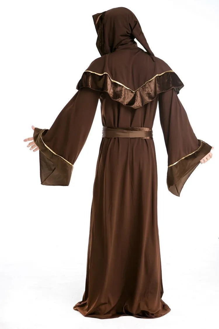 Adult Halloween wizard costume made of cotton, long robe in picture colour
