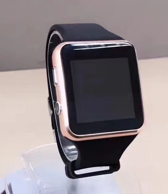 Black smart watch with 1.54 inch display and black silicone strap on a wrist