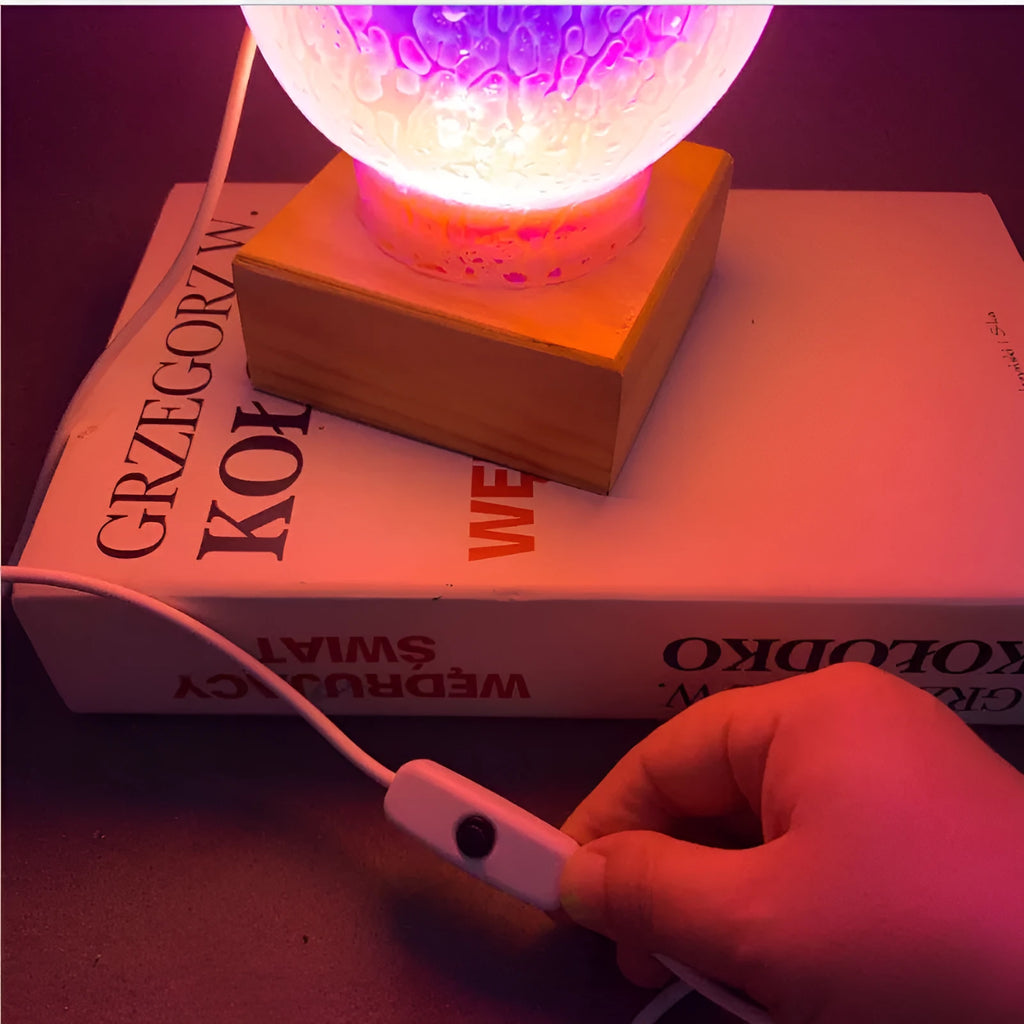 Creative Moonlight Rainbow Glass Table Lamp with glass shade and 3W USB LED in pink purple yellow