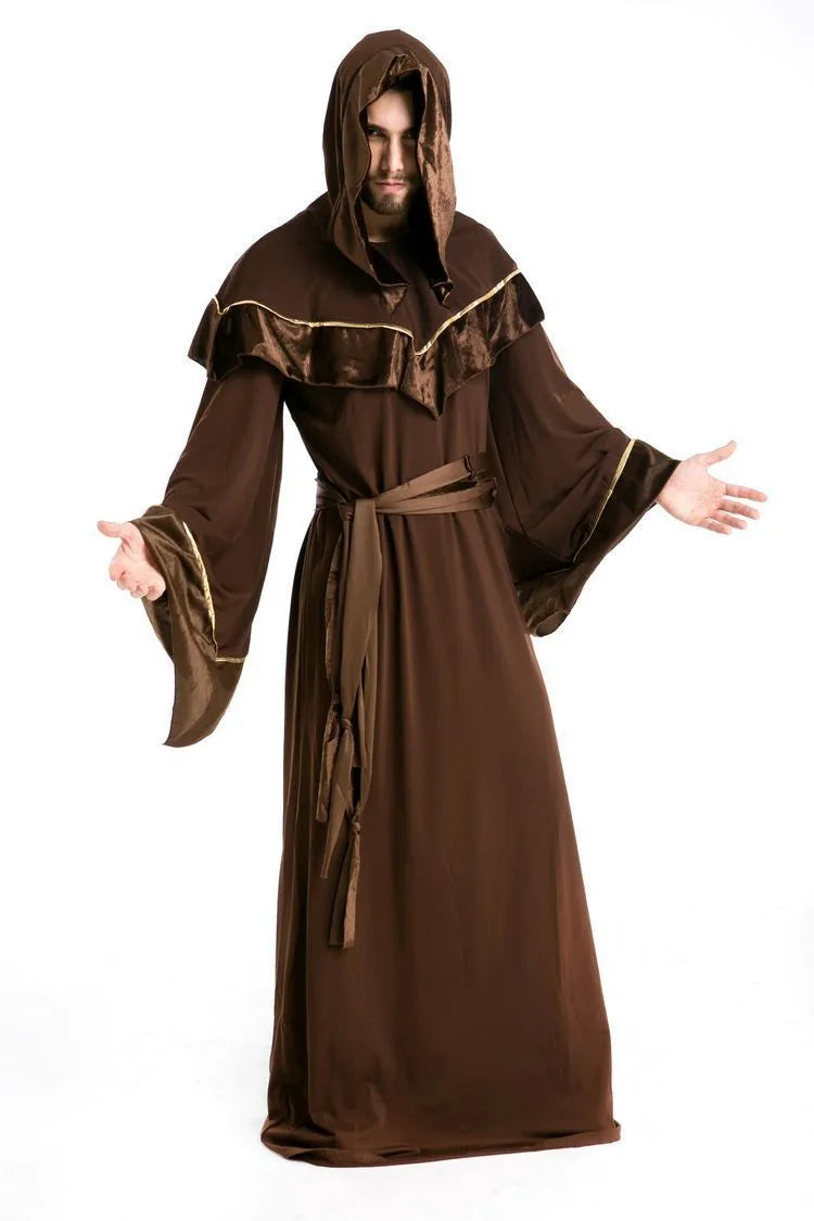Adult Halloween wizard costume made of cotton, long robe in picture colour