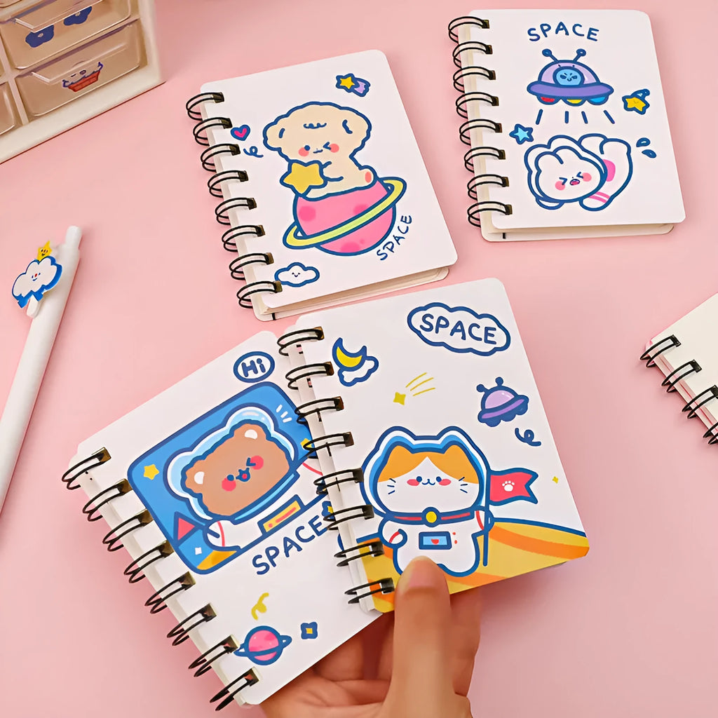 Astronaut series flipped portable pocket notebook measuring 10.5 by 8 centimetres