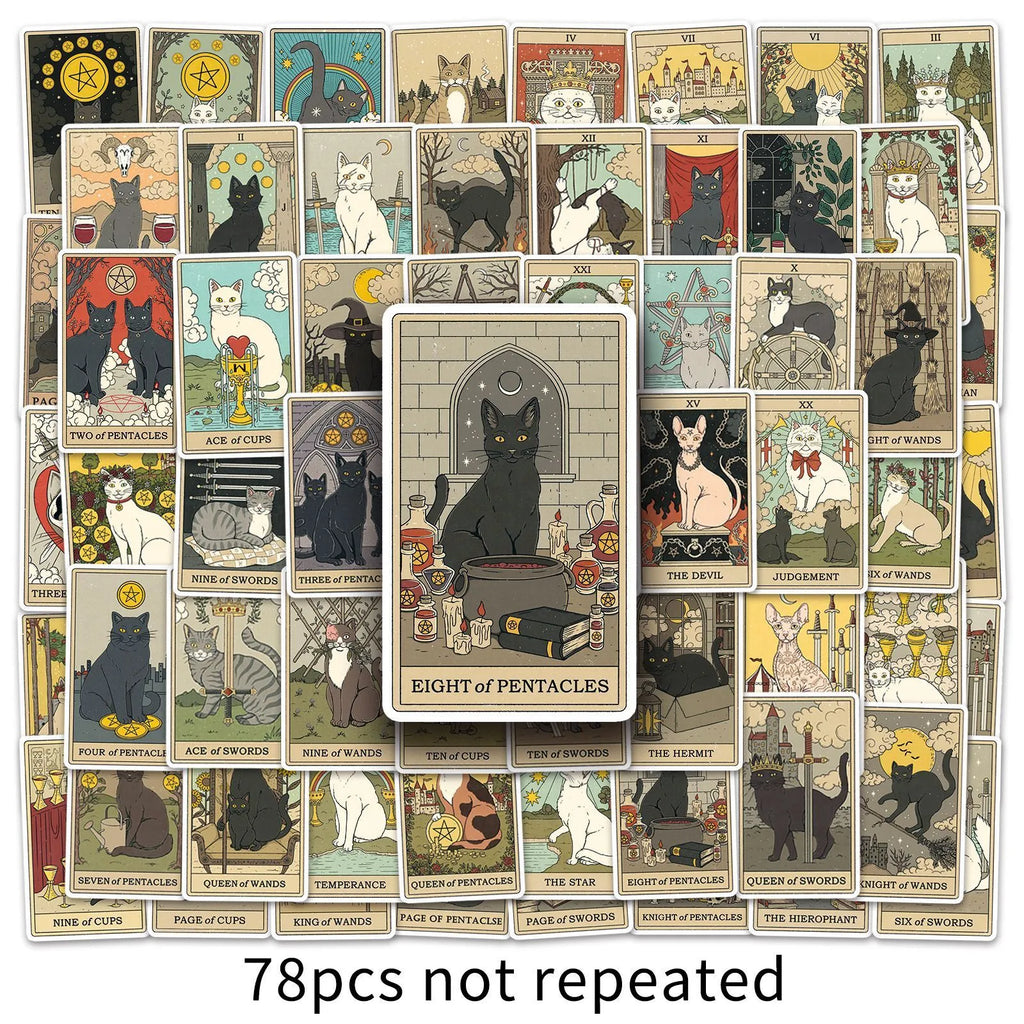 Creative graffiti waterproof luggage sticker set 78 tarot cards-style cute offset print decals on suitcase