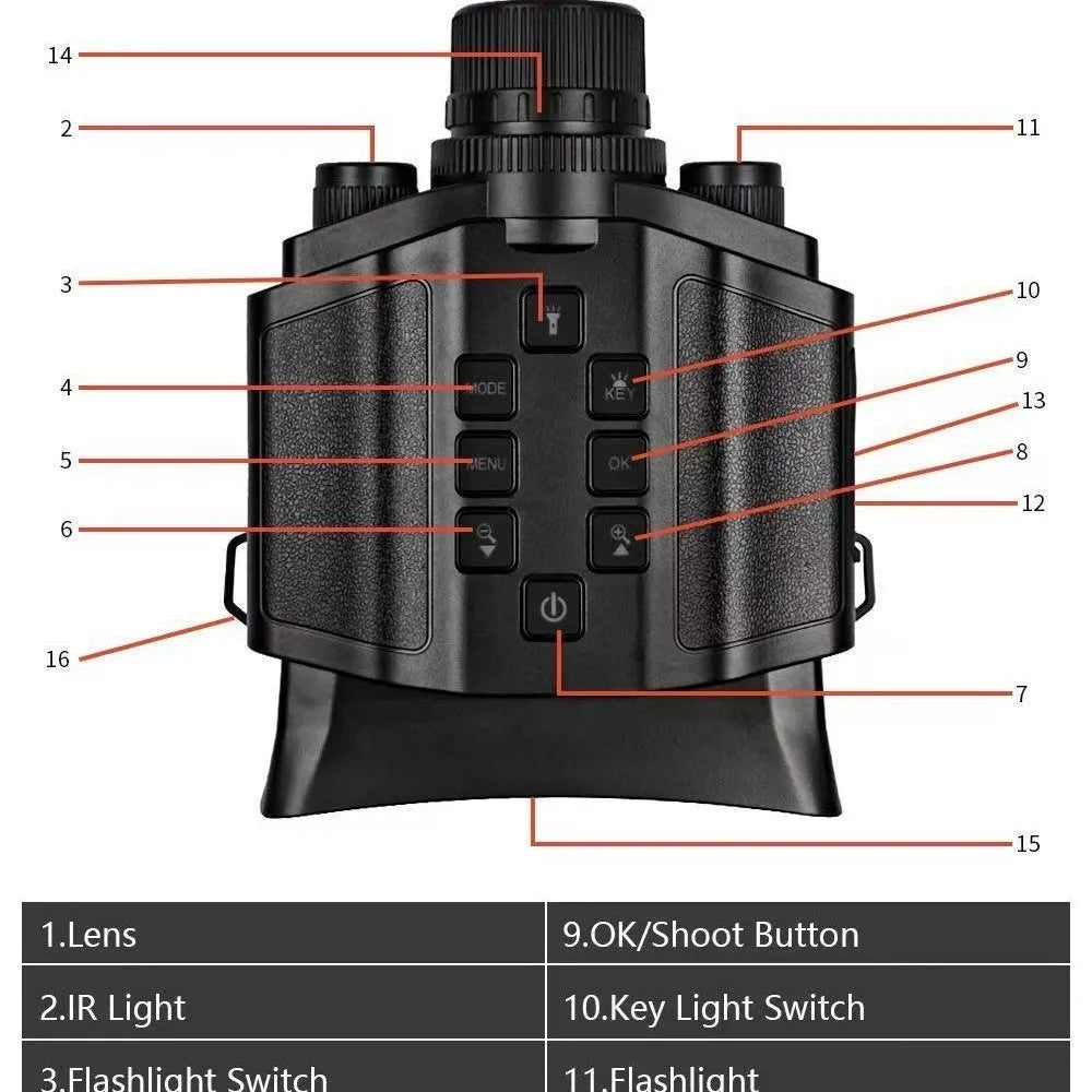 Z9 binocular infrared night vision device with 8x magnification and 5K recording capability