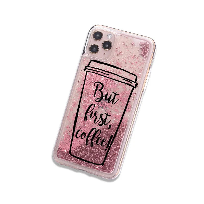 Quicksand beverage TPU phone case for Apple iPhone with painted drink design and flexible back cover
