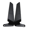 Pair of black aluminium alloy and glass universal motorcycle rearview mirrors with spoiler design on a white background