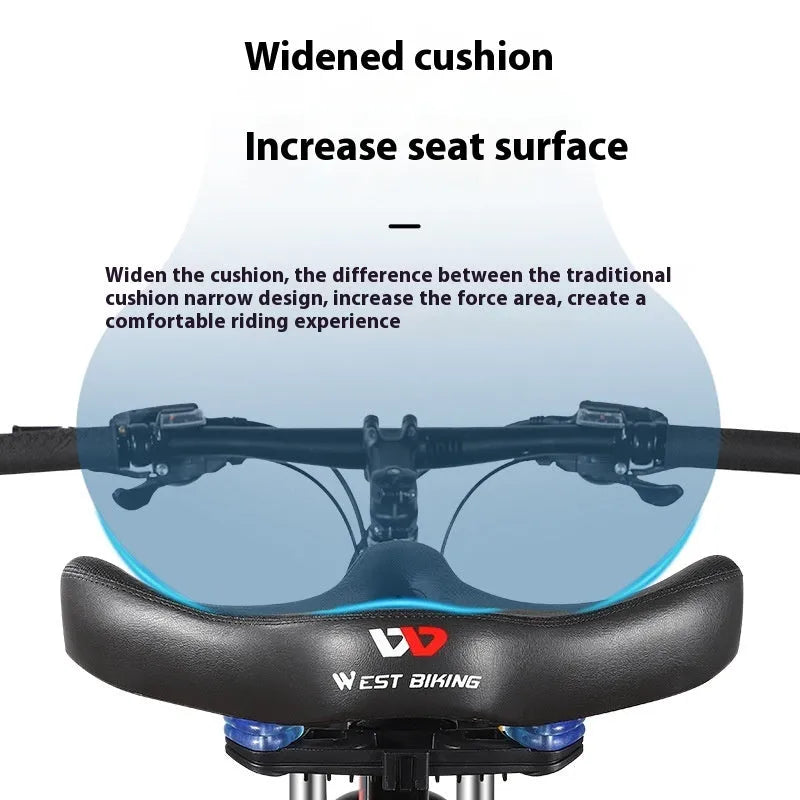 Black bicycle saddle cushion made from leather and polyurethane foam for shock absorption