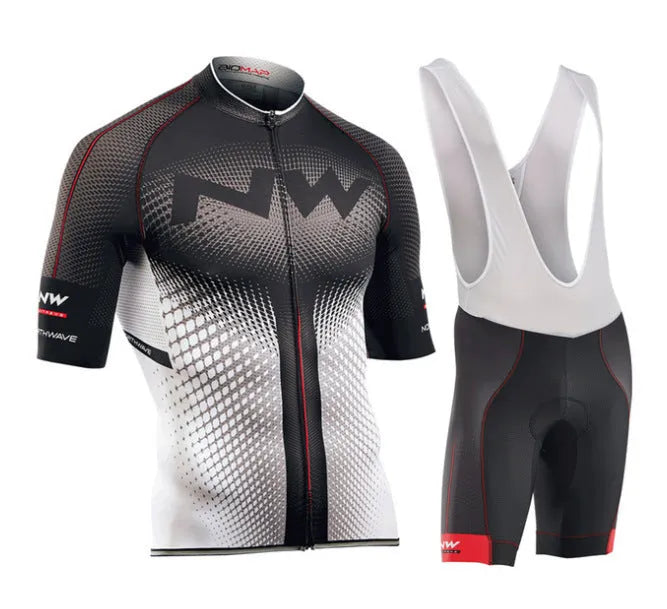Cycling short-sleeved overalls in quick-dry mesh with hexagonal Lycra, black colour, front view
