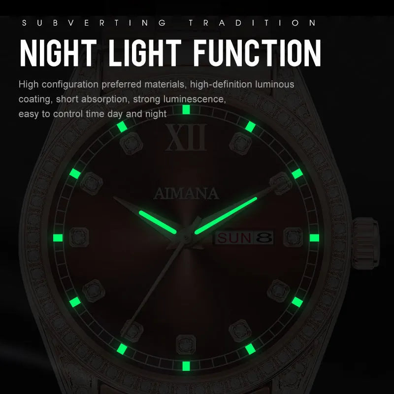 Log Series silver case quartz women's watch with diamond disc dial and steel strip bracelet
