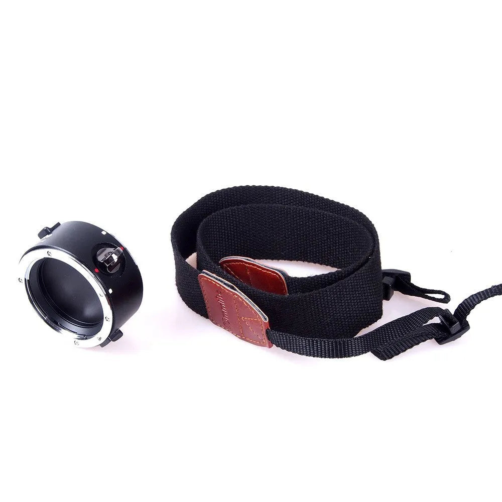 Aluminium alloy Nikon E-mount lens flipper dual holder with cotton shoulder strap for quick lens switching