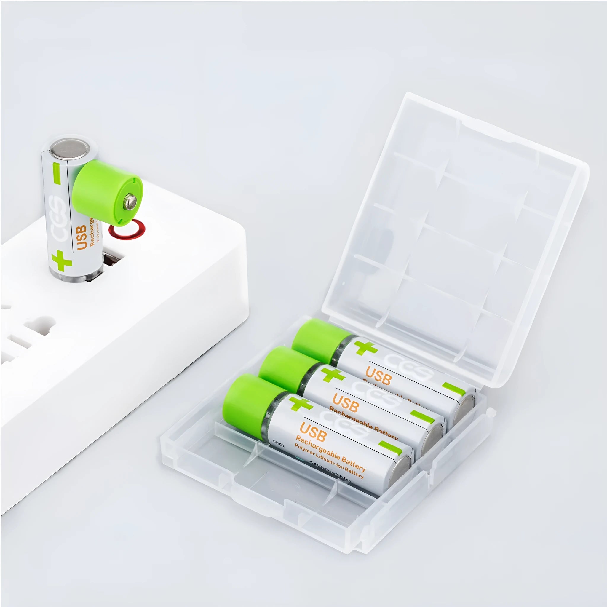 CES USB fast charge lithium battery AA silver green polymer cobalt cell 1665mWh 1.5V