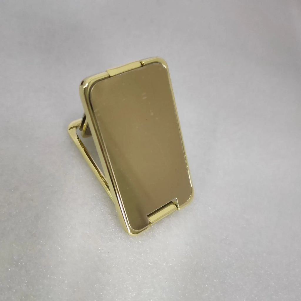 Foldable mobile phone holder with ring buckle adjustable stand and magnetic car bracket