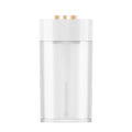 Columnar car USB humidifier in ice white with timer, placed in car cup holder