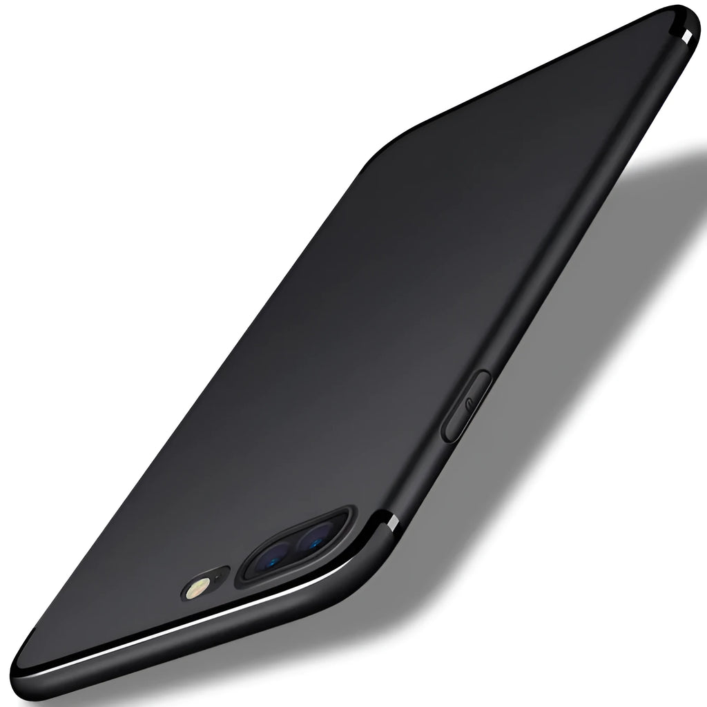 TPU silicone mobile phone case for Apple iPhone in black, shown fitted to a phone