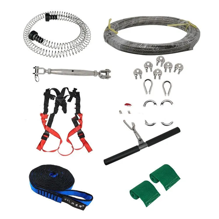 10 metre children's suit pulley slide rope with alloy steel components and safety belt retractor