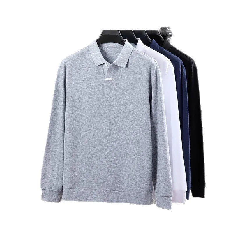 Men's cotton polo shirt with lapel collar in loose fit available in multiple colours