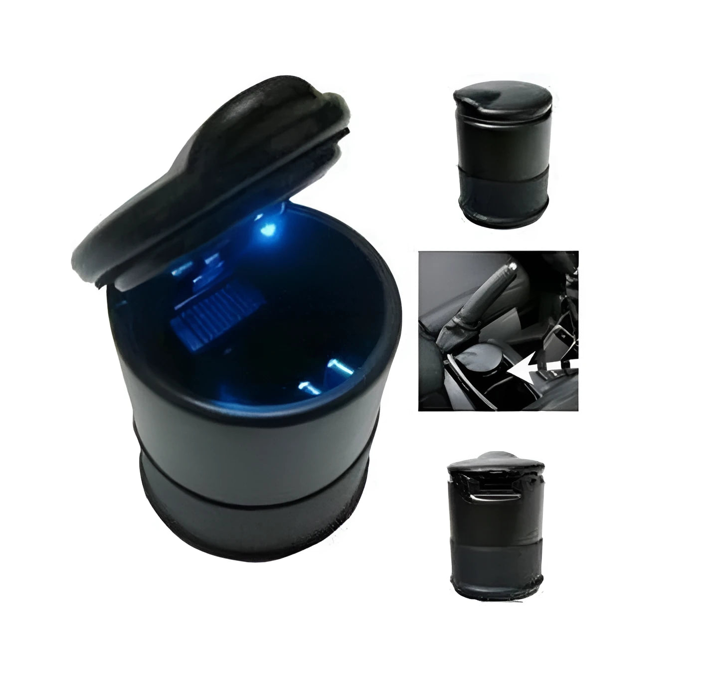 Black covered car ashtray with built-in light made from high temperature resistant PBT material