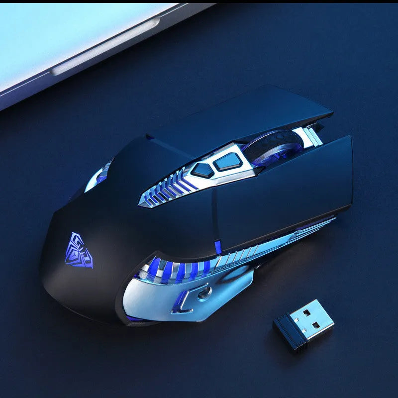 Black silent wireless Bluetooth e-sports mouse with 800mAh rechargeable battery