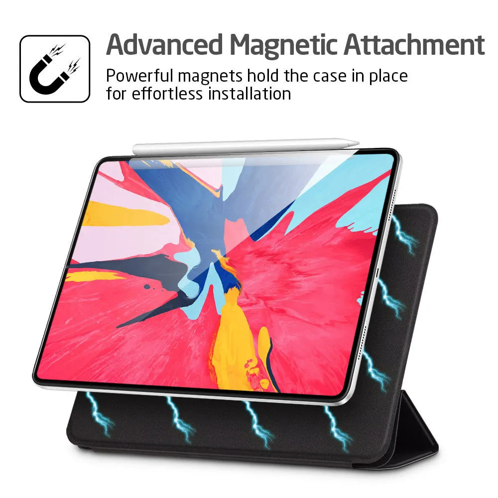 Magnetic smart case for iPad Pro 11 2018 release with trifold stand and rubberized cover in black