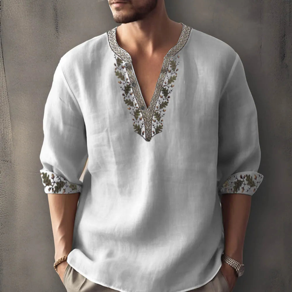 British style bamboo hemp short sleeve shirt with 3D thermal transfer stripe patterns in summer colours