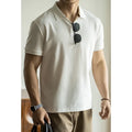 Blue cotton polyester polo shirt with short sleeves and regular fit for summer casual wear