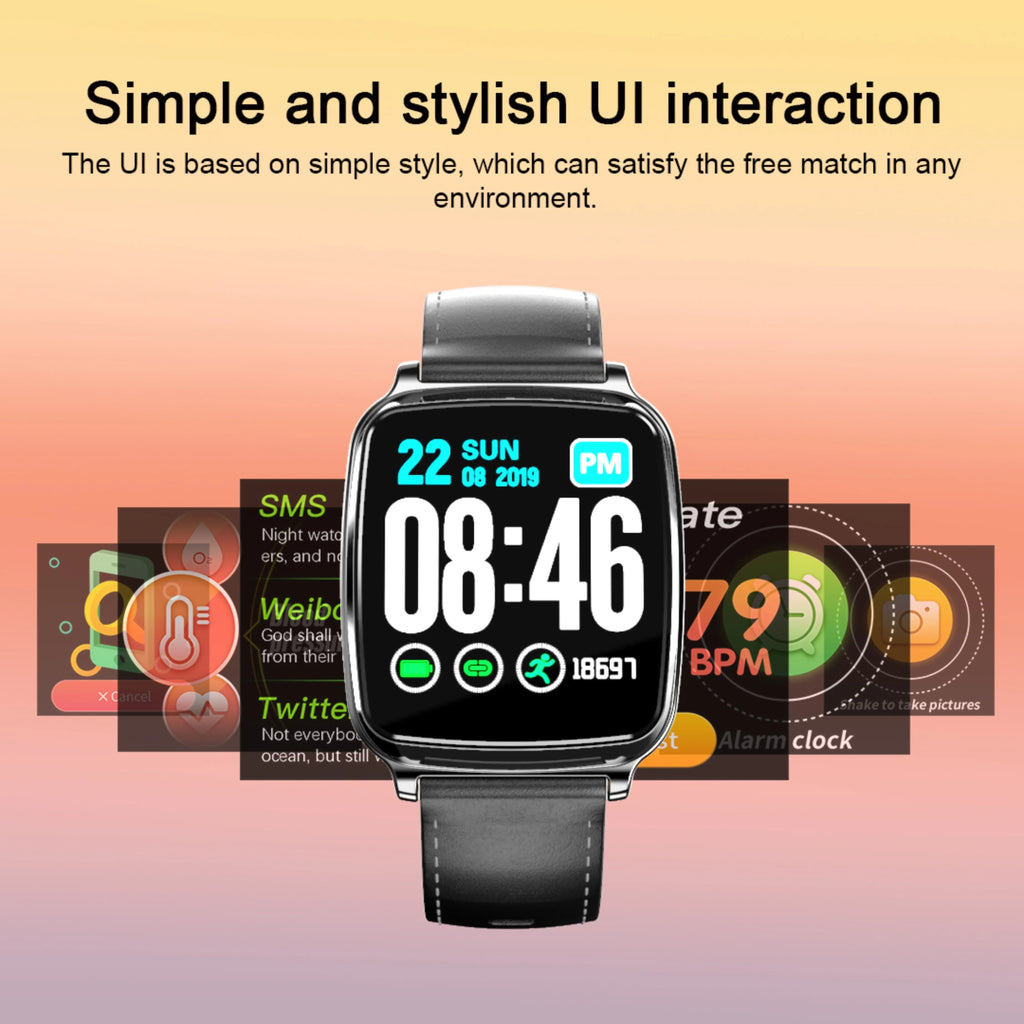 M8 smart bracelet with black TPU strap and zinc alloy body showing full touch screen display