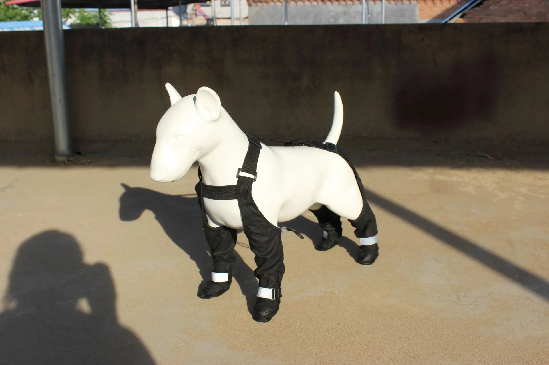 Black polyester dog shoes with non-slip soles for waterproof paw protection