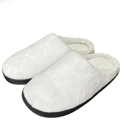 Women's patterned cotton flannel slippers with TPR soles shown in multiple colours and sizes.