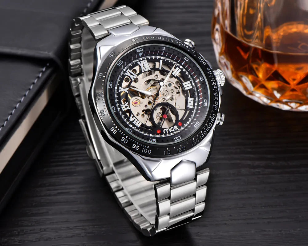 MCE men's explosion-proof mechanical watch with 42mm stainless steel case and automatic movement
