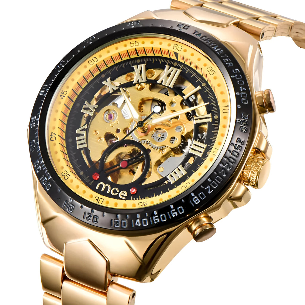 MCE men's explosion-proof mechanical watch with 42mm stainless steel case and automatic movement