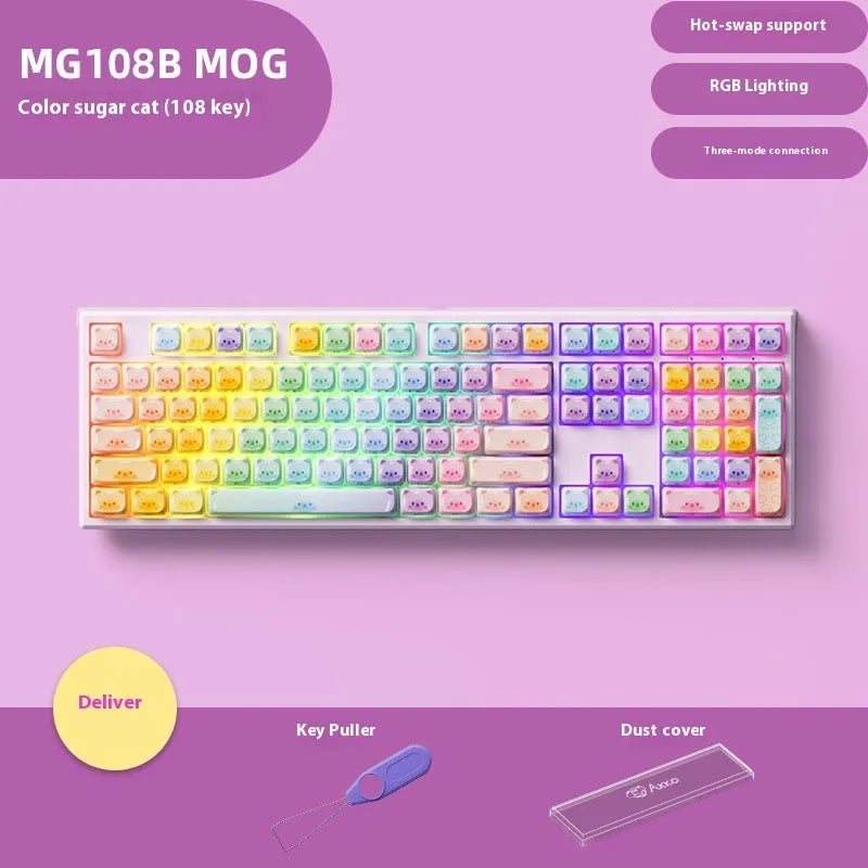 MG108B coloured sugar cat design mechanical keyboard with Bluetooth connectivity