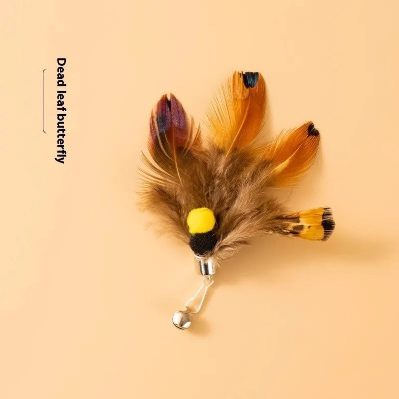 Three steel wire flying insect replacement heads for cat wand toys with assorted colour patterns