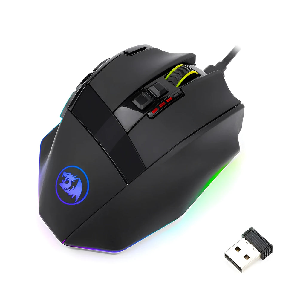 Black Redragon M801P dual mode gaming mouse with nine buttons and USB connection