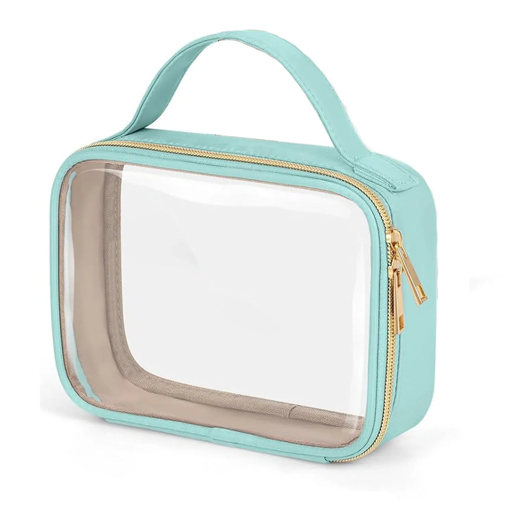 Transparent PVC wash bag with chain closure for lipstick storage in 7.85 inch size