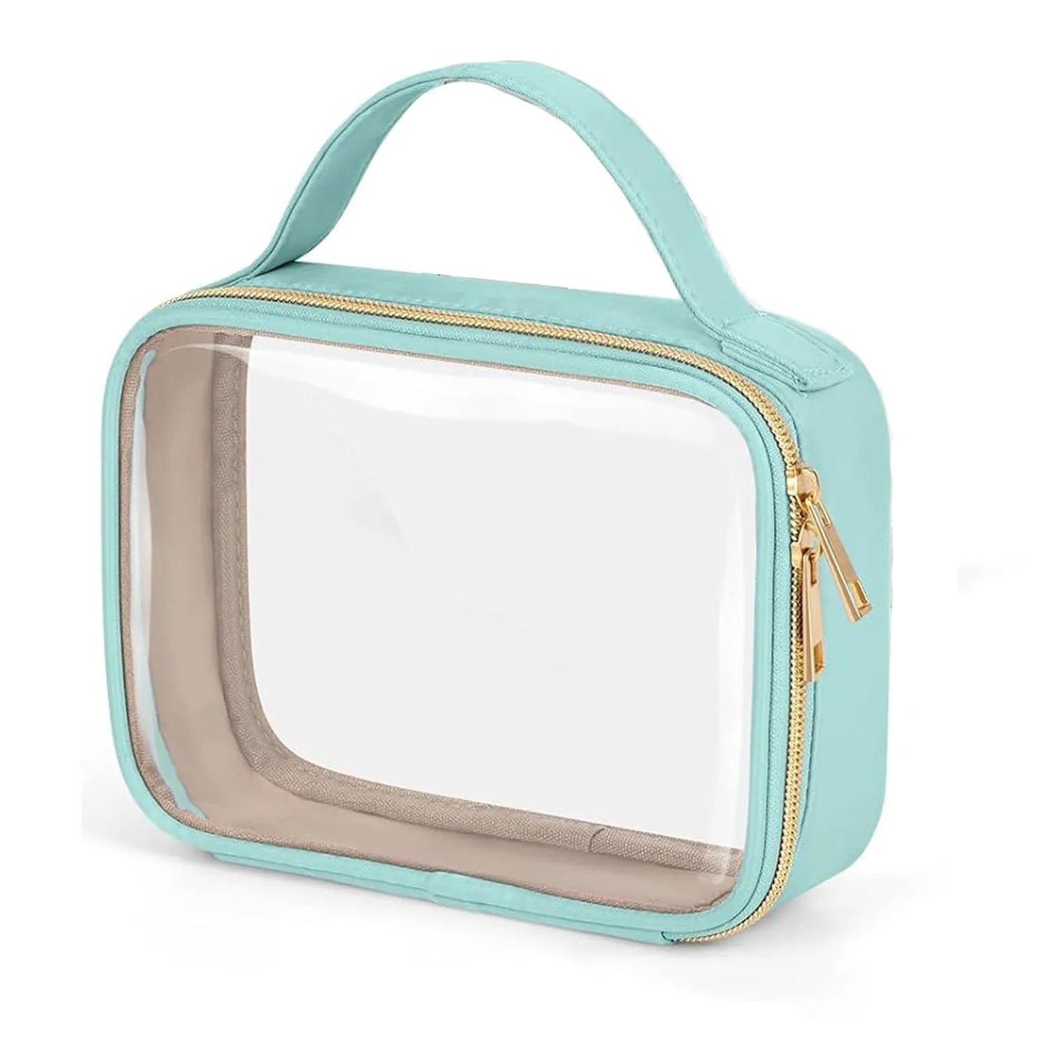 Transparent PVC wash bag with chain closure for lipstick storage in 7.85 inch size