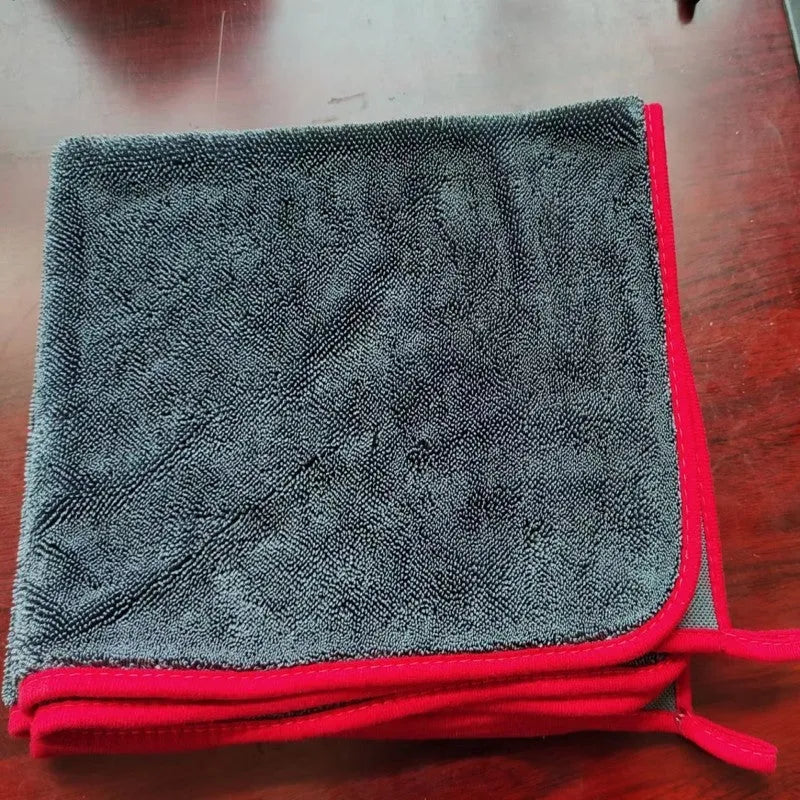 Small braid twisted car cleaning towel in grey with textured surface for vehicle washing