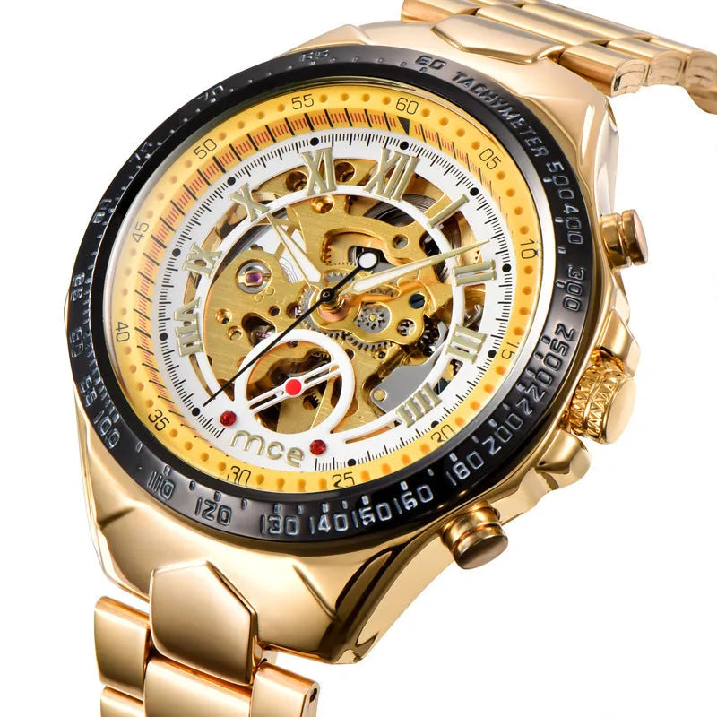 MCE men's explosion-proof mechanical watch with 42mm stainless steel case and automatic movement