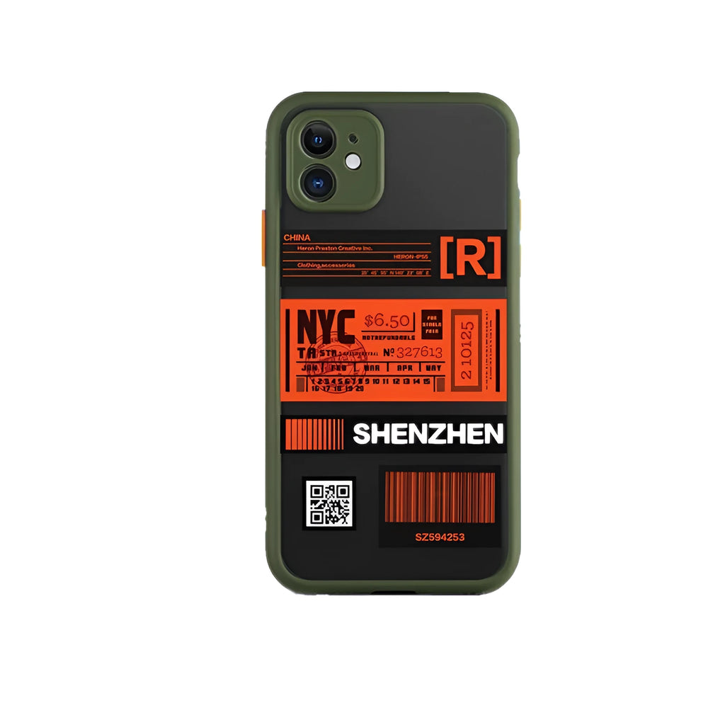 Boarding pass silicone phone case with skin feel finish in army green on iPhone 11 Pro Max