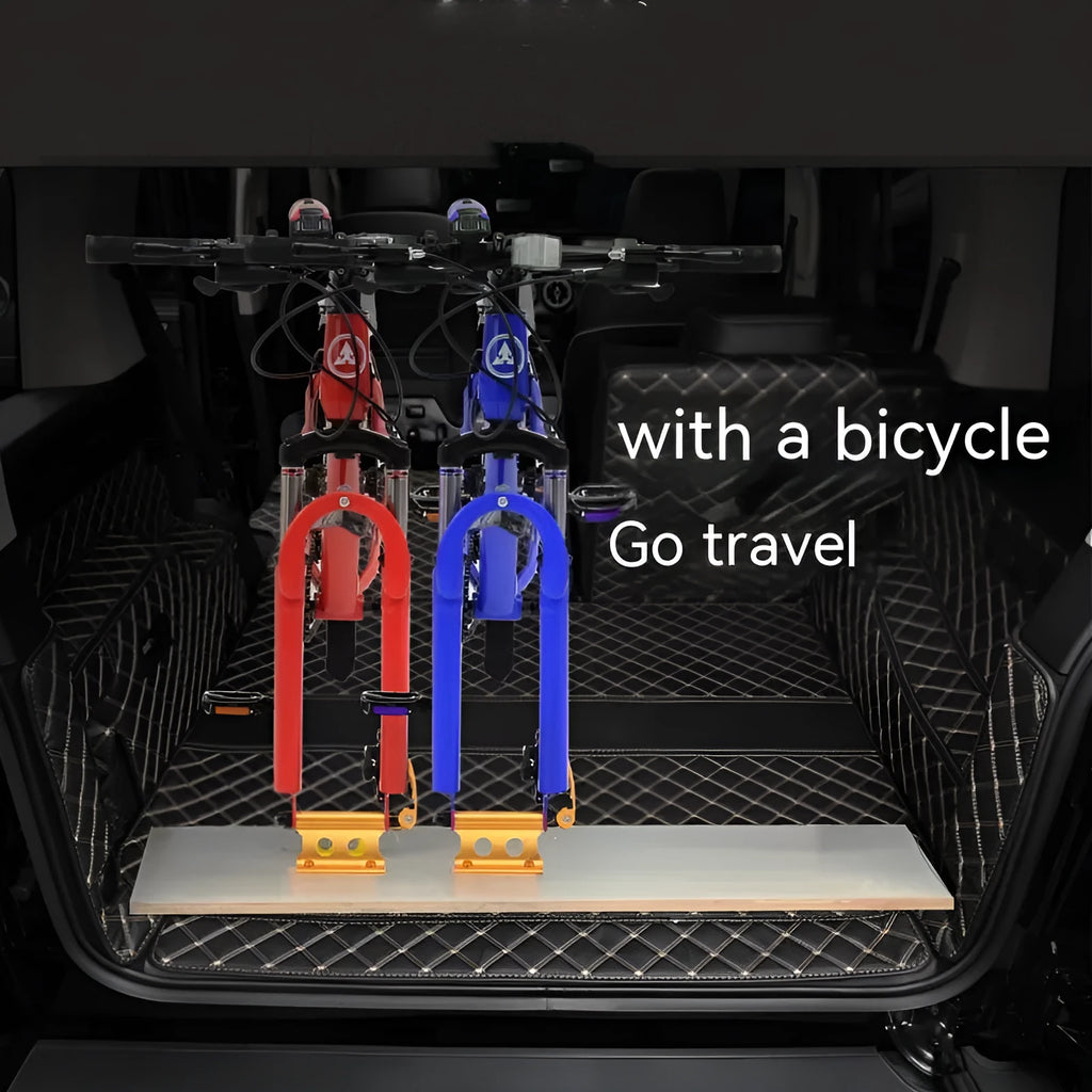 Silver metal quick-release fixing clip for bicycle handlebar or SUV rack accessory mounting