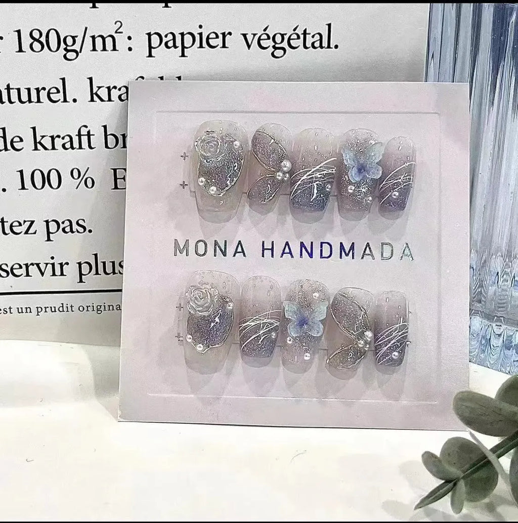 Hand-wearing bridal nail sequins set in four sizes L M S XS with application tools