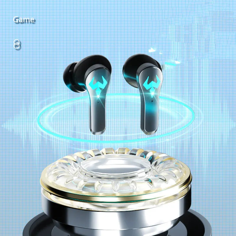 Black noise-canceling in-ear sports gaming headset with Bluetooth 5.0 wireless technology