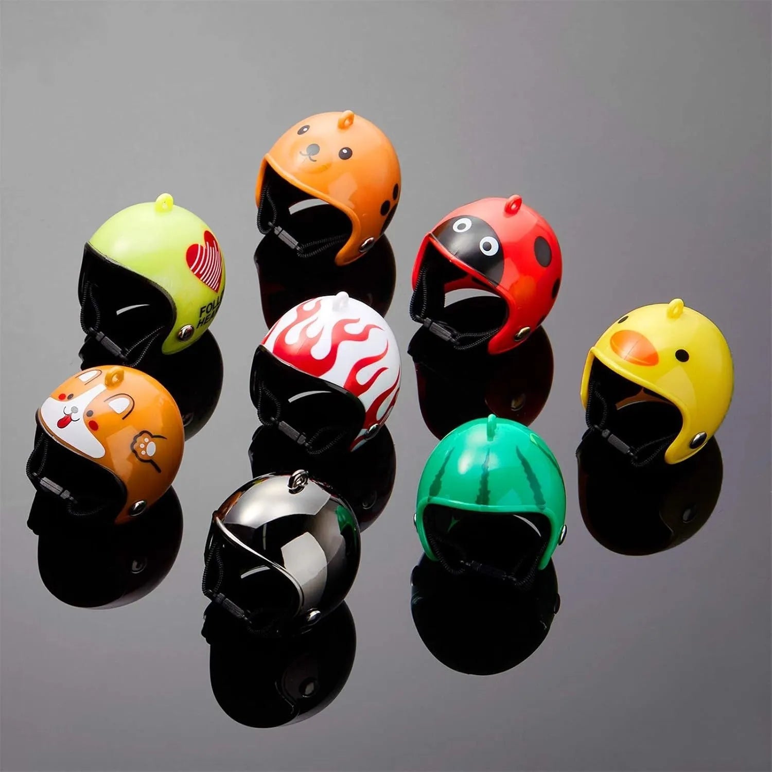 Small adjustable plastic helmet for chickens and birds with elastic bands and sponge lining