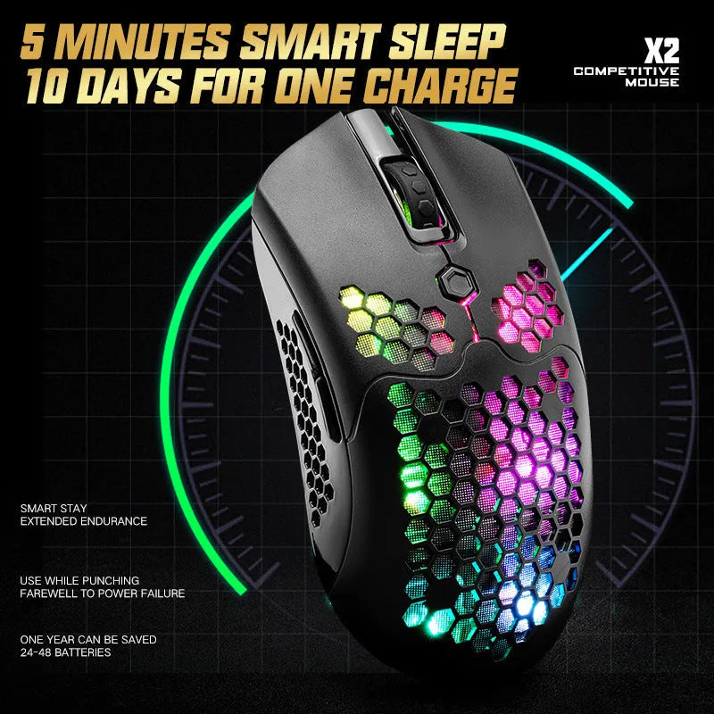 Free Wolf X2 wireless gaming mouse in multiple colours with RGB lighting and programmable buttons