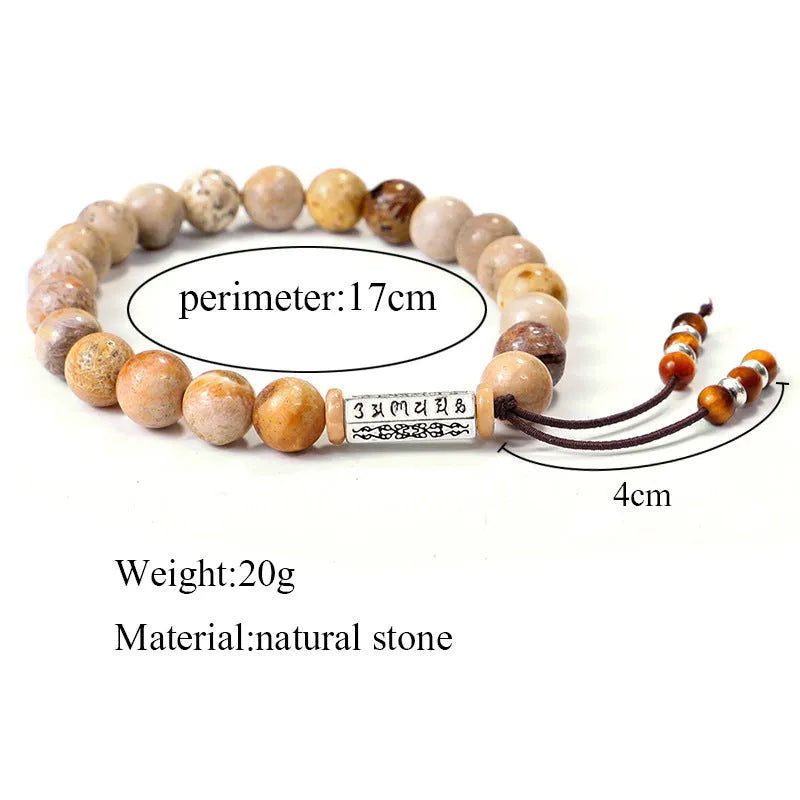 Wood colour stone handmade bead bracelet with European American retro simple style