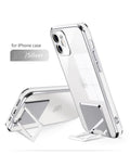 Transparent TPU bracket phone case with electroplating finish in blue, for iPhone 12 Pro Max