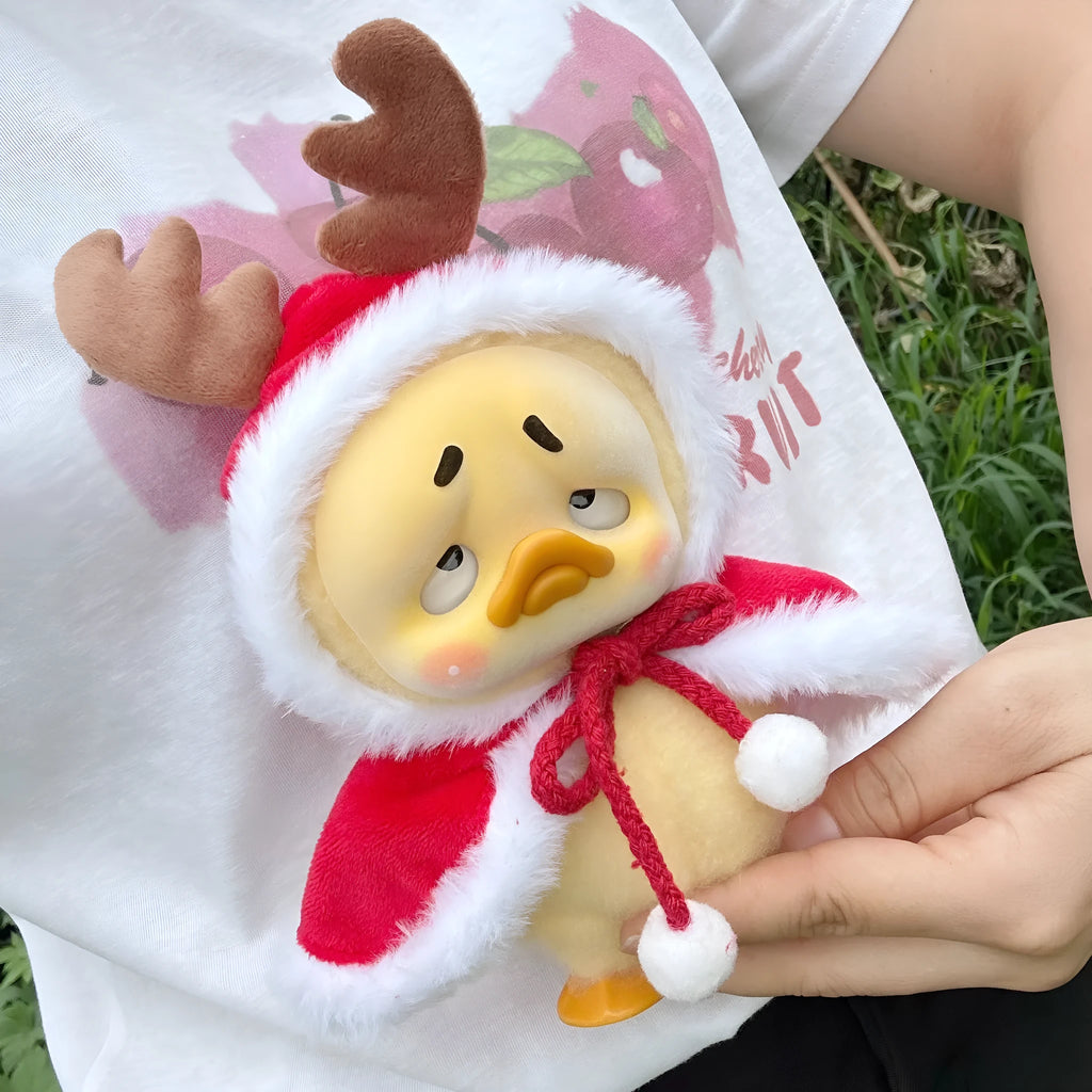 Annoying Duck doll wearing plush antlers cloak Christmas suit designed for 15CM dolls