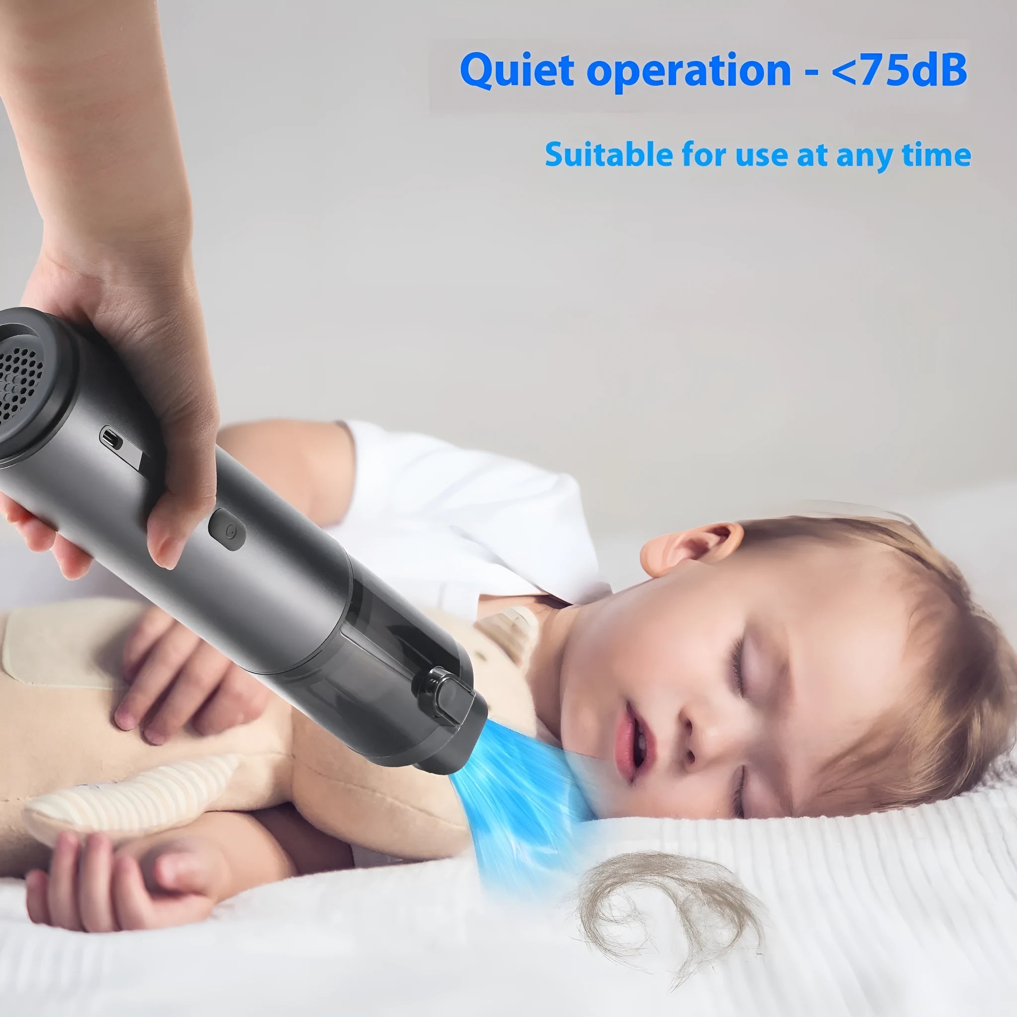 High-power rechargeable cordless car vacuum cleaner with 96W motor and multiple brush nozzles