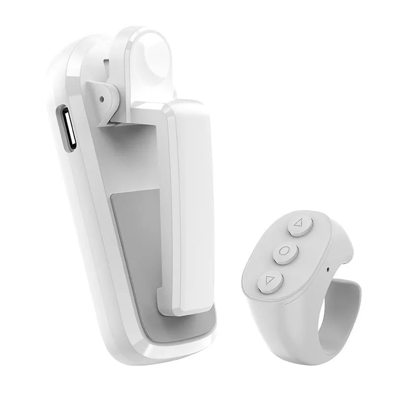 Wireless page turner remote with clicker in black, white, or pink ABS plastic housing