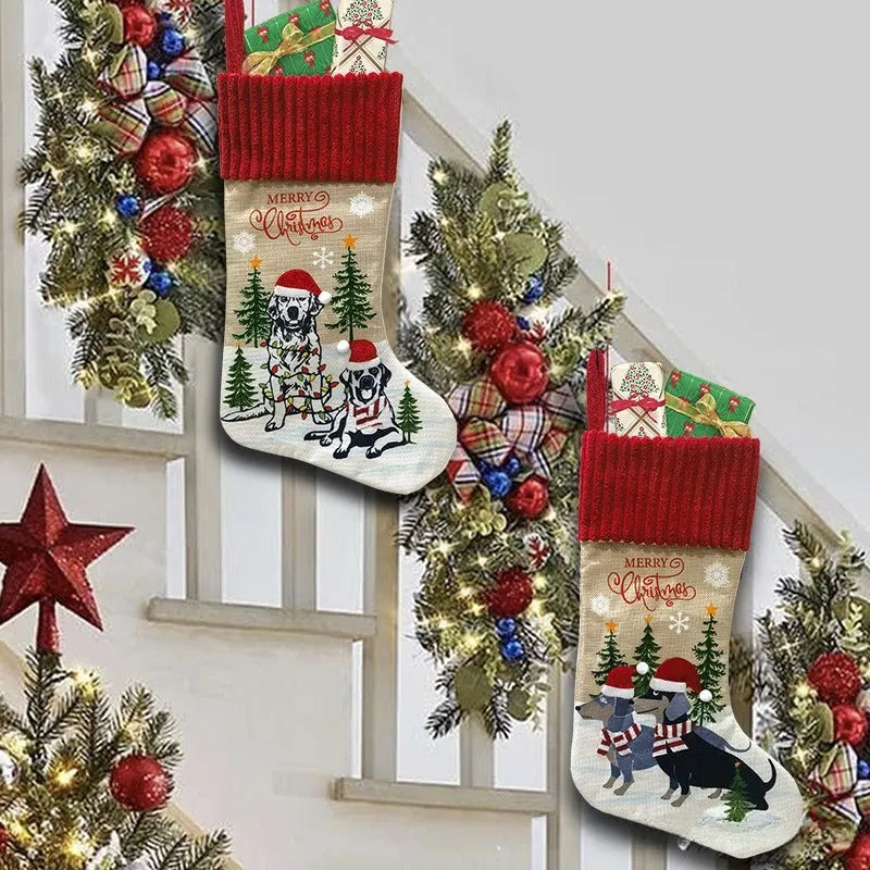 Soft cloth Christmas tree pendant gift bag ornament in pastoral or American style, dimensions 46cm by 28cm.