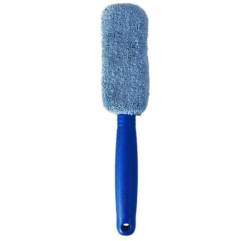 Microfiber car wash tire brush with long 29cm handle for cleaning alloy wheels and tyres